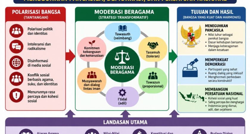 Moderasi Beragama di Tengah Polarisasi Bangsa: Meneguhkan Pancasila, Demokrasi, dan Persatuan Nasional